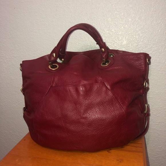 Fenn, Wright Manson -red Pebbled Leather Tote Bag with crossbody strap - Picture 6 of 13